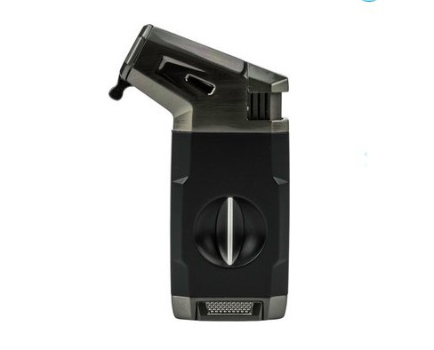 Passatore Viking szivaröngyújtó – jet láng, kihúzható szivarvágóval (22 mm), dark gun / fekete